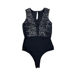 Haute Monde Black Sleeveless Lace
Bodysuit Lingerie Festival Coquette